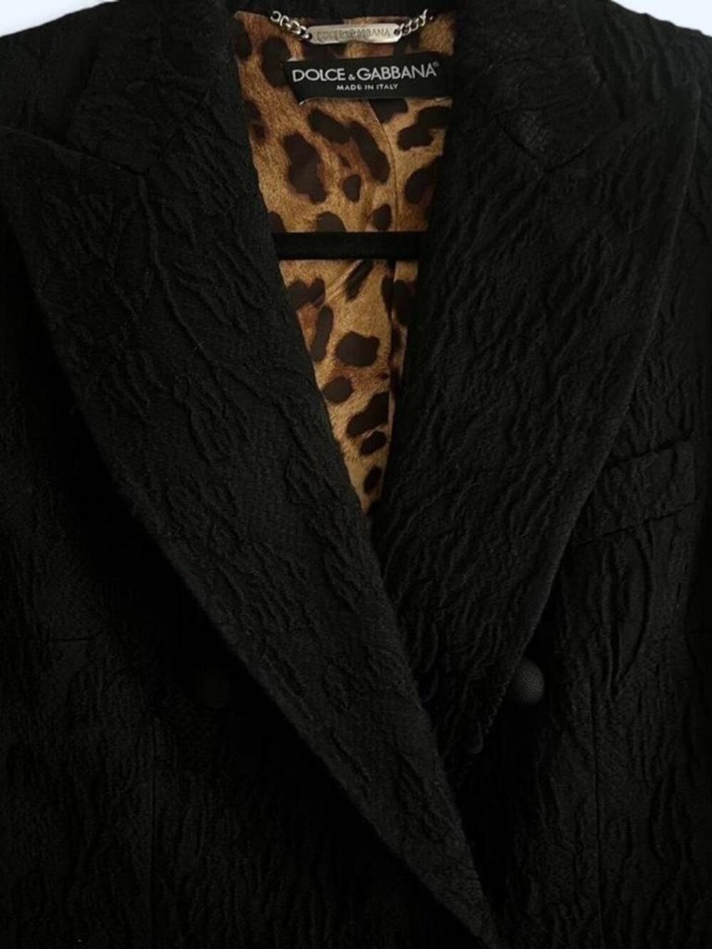 Dolce & Gabbana Black Lightweight Tailored Coat Leopard Lining Size S